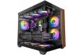 Okinos Mirage 6 ARGB Genuine Walnut Wood Tempered Glass ATX Mid-Tower Case,Black