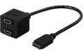 DELTACO Adapter HDMI ho till 2xHDMI ho Svart